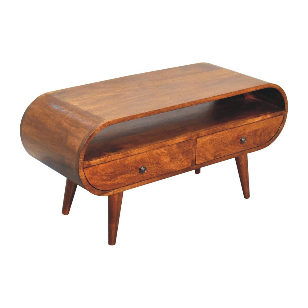 35" Brown Solid Wood Enclosed and Open Storage TV Stand