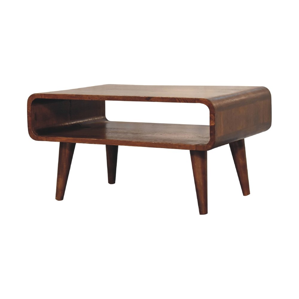 26" Brown Solid Wood Enclosed and Open Storage TV Stand