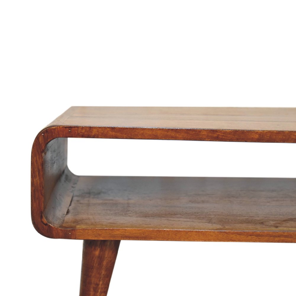 26" Brown Solid Wood Enclosed and Open Storage TV Stand