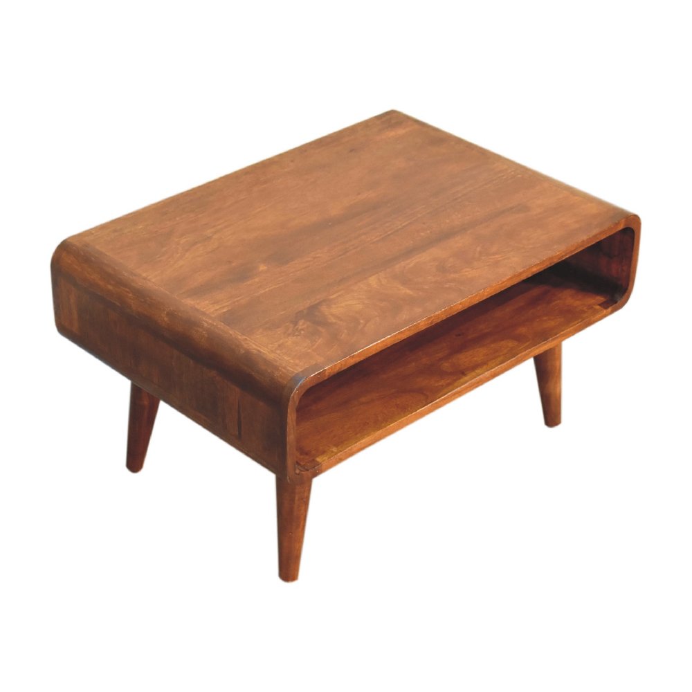 26" Brown Solid Wood Enclosed and Open Storage TV Stand