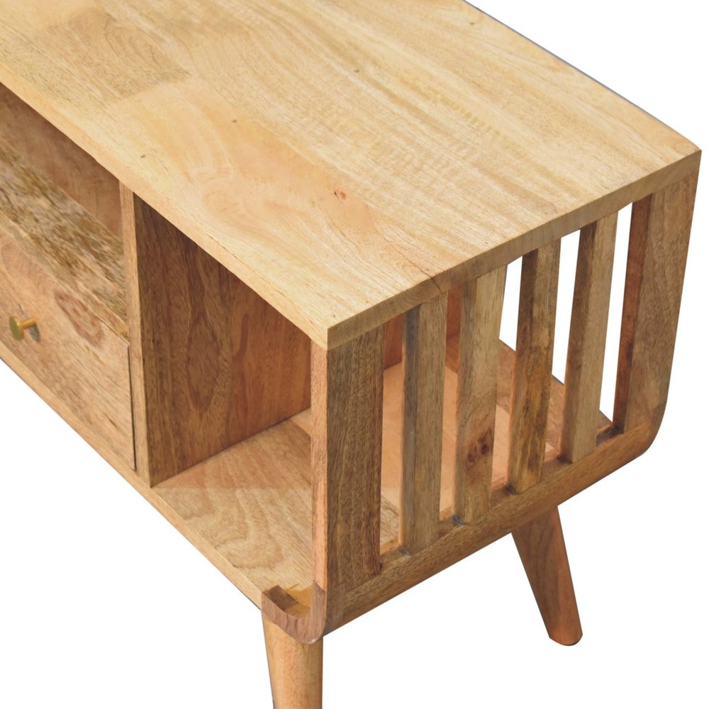 43" Brown Solid Wood Enclosed and Open Storage TV Stand