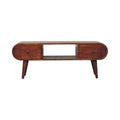 39" Brown Solid Wood Enclosed and Open Storage TV Stand