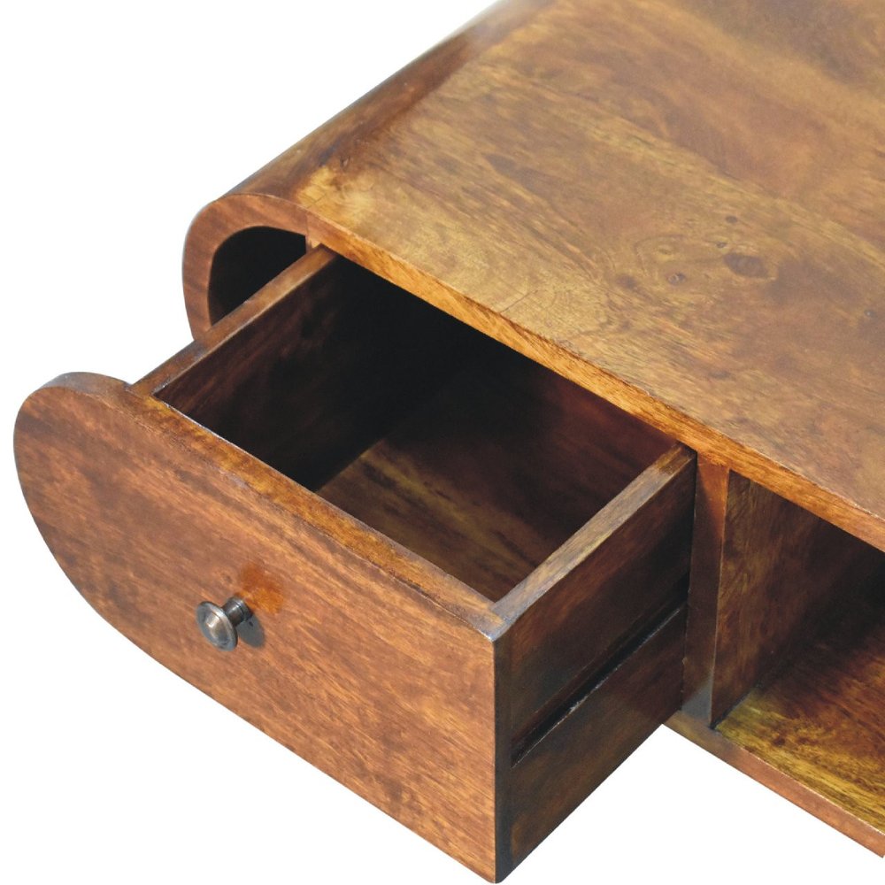 39" Brown Solid Wood Enclosed and Open Storage TV Stand