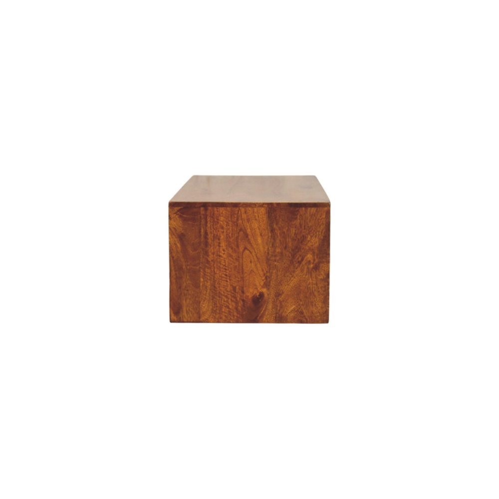 35" Brown Solid Wood Floating Mount TV Stand