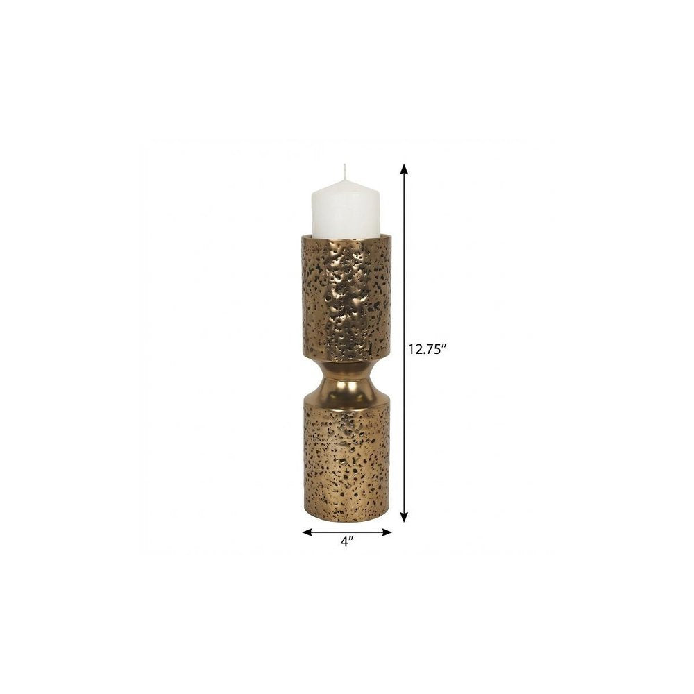 13" Antiqued Gold Metal Tabletop Votive Candle Holder