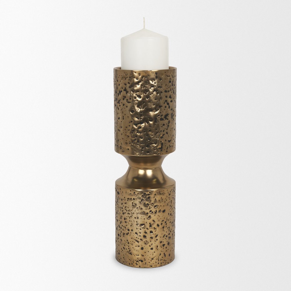 13" Antiqued Gold Metal Tabletop Votive Candle Holder