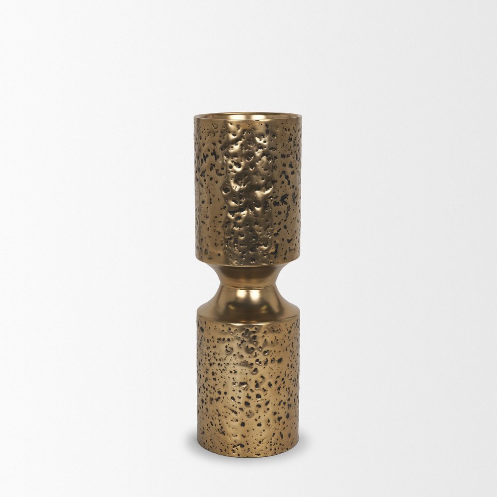 13" Antiqued Gold Metal Tabletop Votive Candle Holder