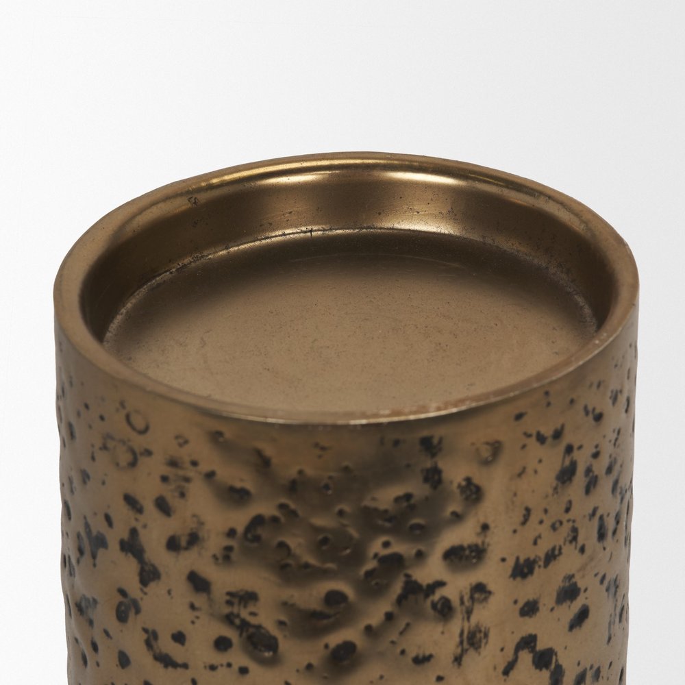 13" Antiqued Gold Metal Tabletop Votive Candle Holder