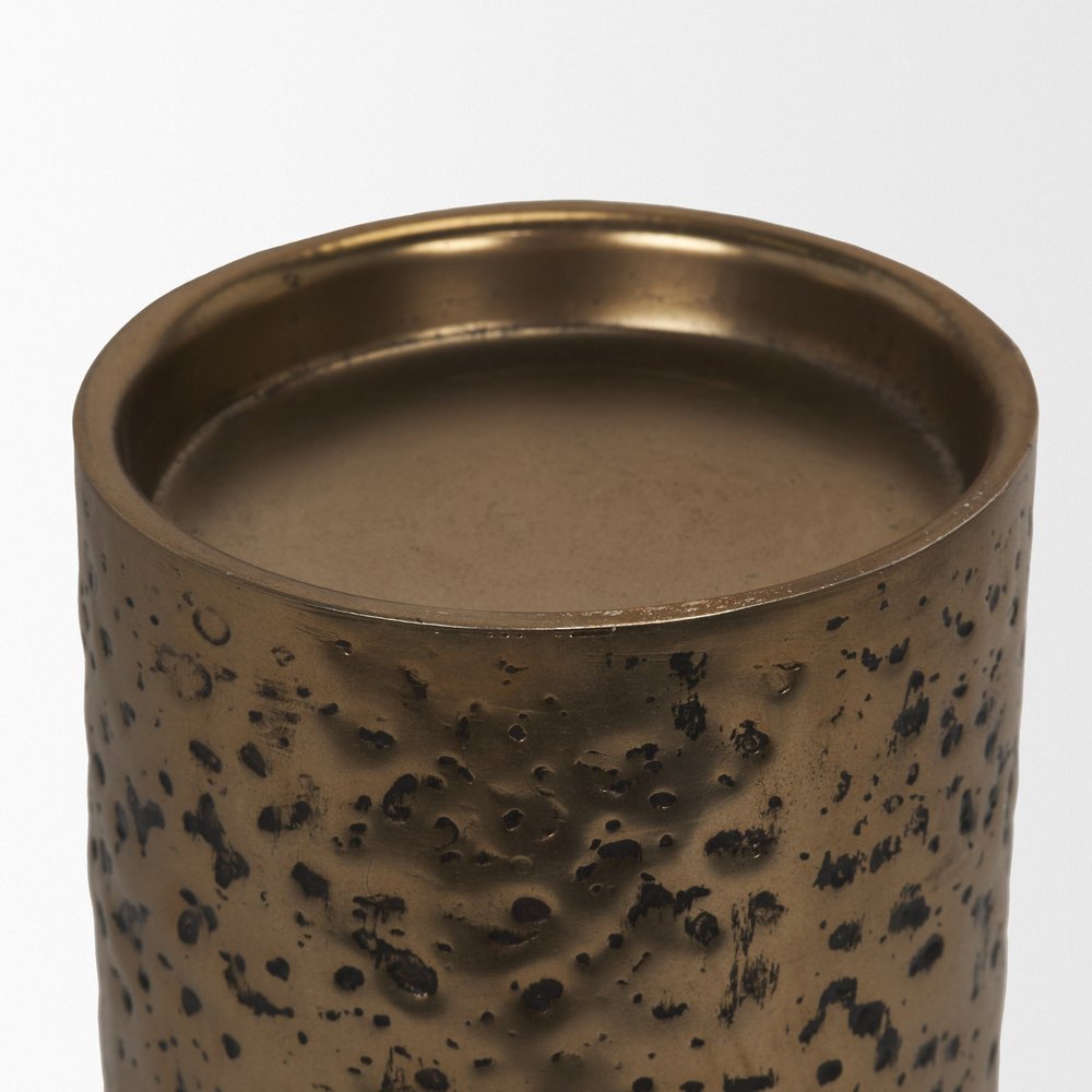 13" Antiqued Gold Metal Tabletop Votive Candle Holder