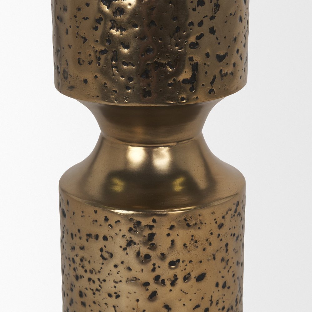 13" Antiqued Gold Metal Tabletop Votive Candle Holder