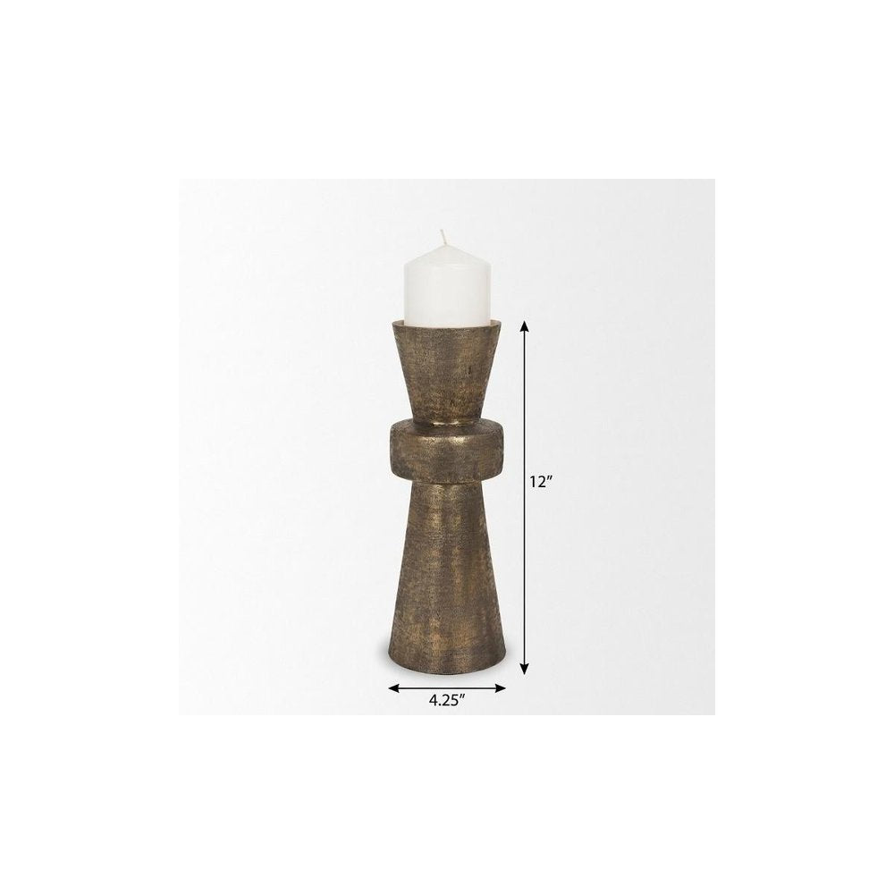 12" Antiqued Gold Metal Tabletop Votive Candle Holder