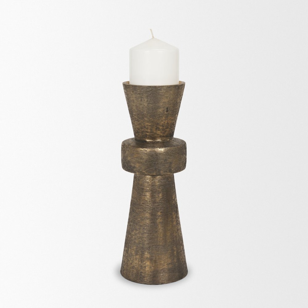 12" Antiqued Gold Metal Tabletop Votive Candle Holder
