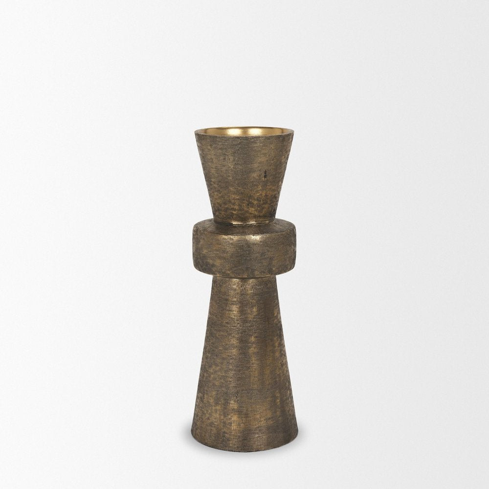 12" Antiqued Gold Metal Tabletop Votive Candle Holder