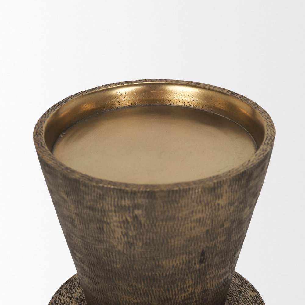12" Antiqued Gold Metal Tabletop Votive Candle Holder
