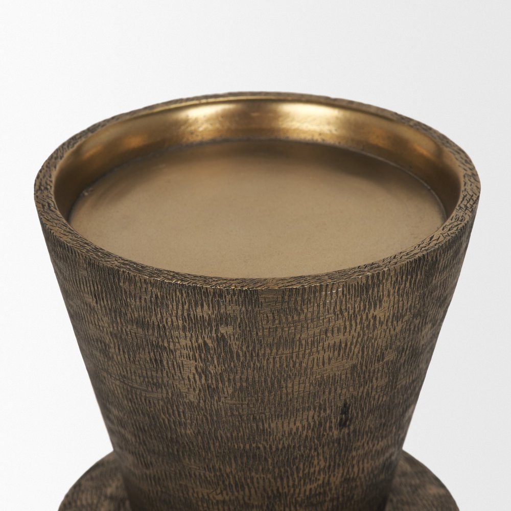 12" Antiqued Gold Metal Tabletop Votive Candle Holder