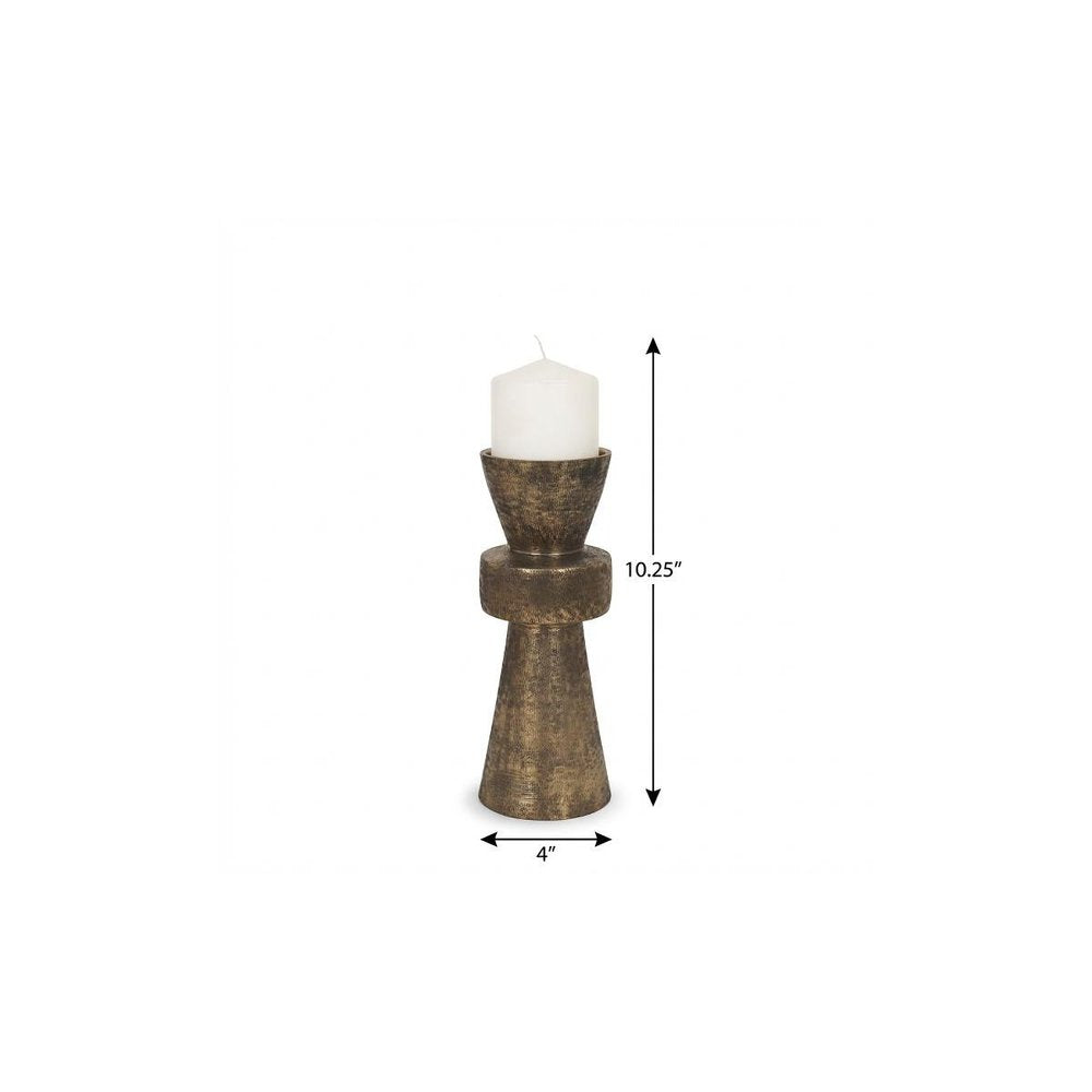 10" Antiqued Gold Metal Tabletop Votive Candle Holder