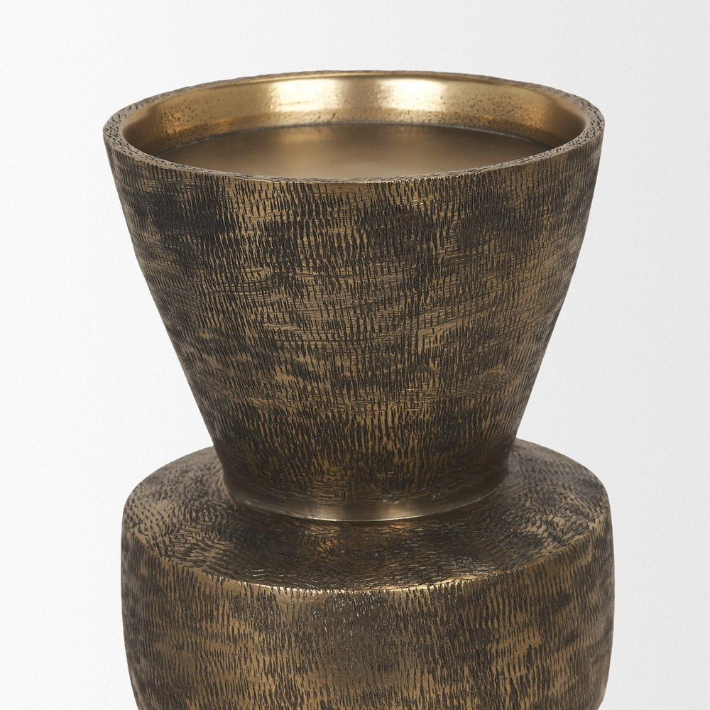 10" Antiqued Gold Metal Tabletop Votive Candle Holder