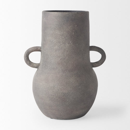 10" Brown Ceramic Amphora Table Vase