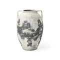 22" Black And White Ombre Ceramic Amphora Floor Vase