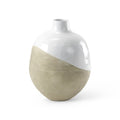 24" White And Beige Ombre Ceramic Round Floor Vase