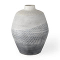 10" Gray And White Ombre Ceramic Round Table Vase