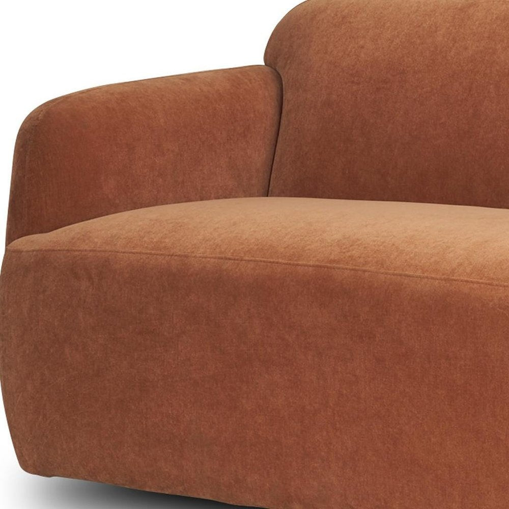 90" Orange Fabric Sofa