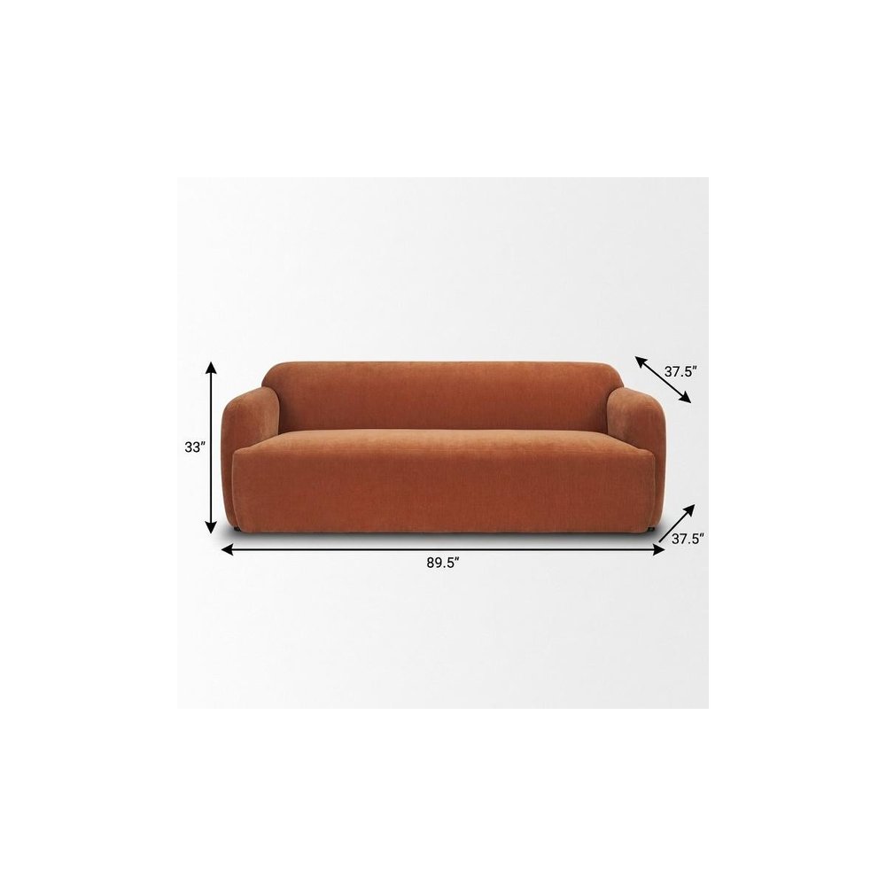 90" Orange Fabric Sofa