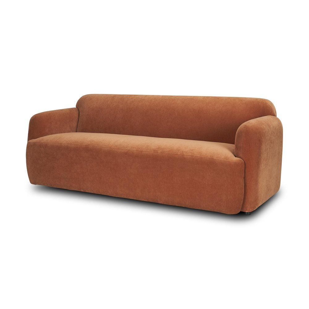 90" Orange Fabric Sofa