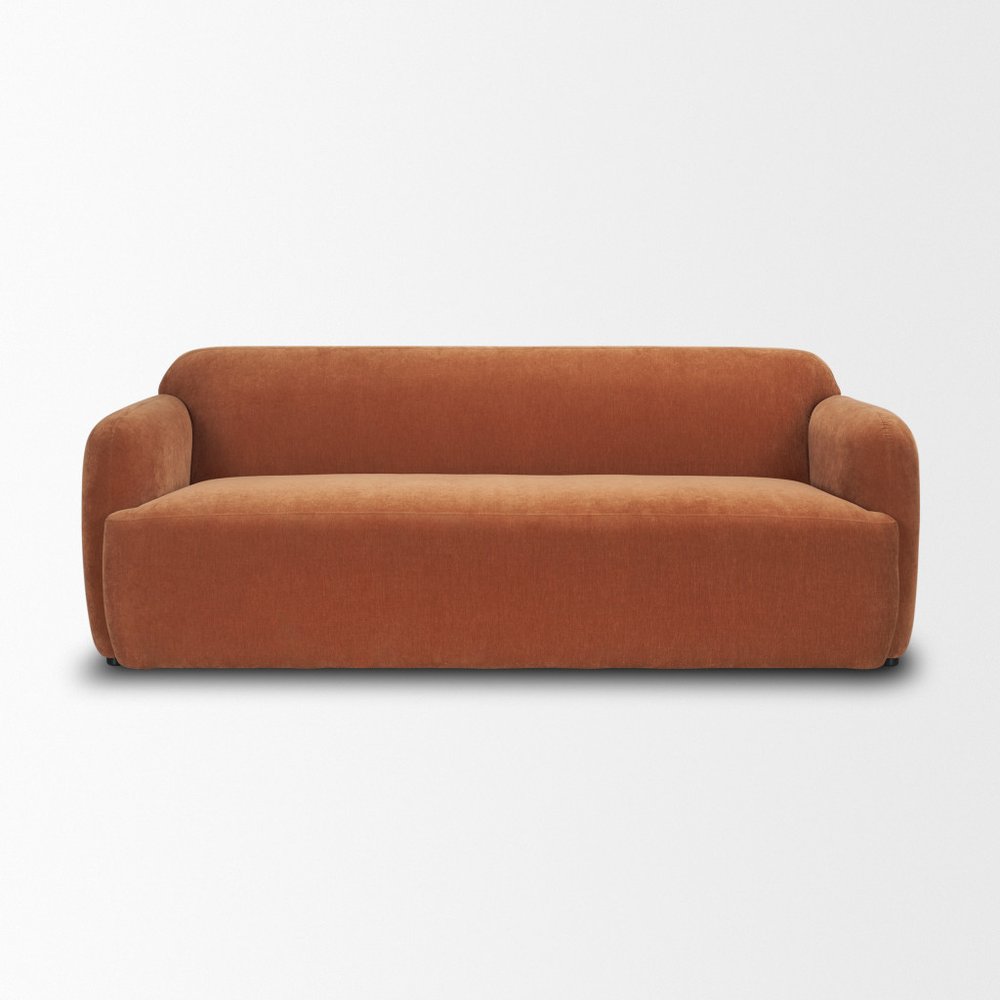 90" Orange Fabric Sofa