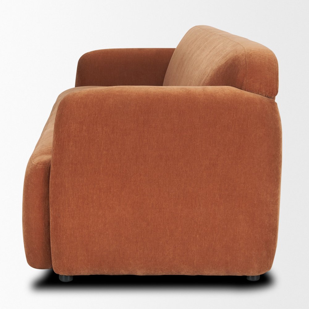 90" Orange Fabric Sofa
