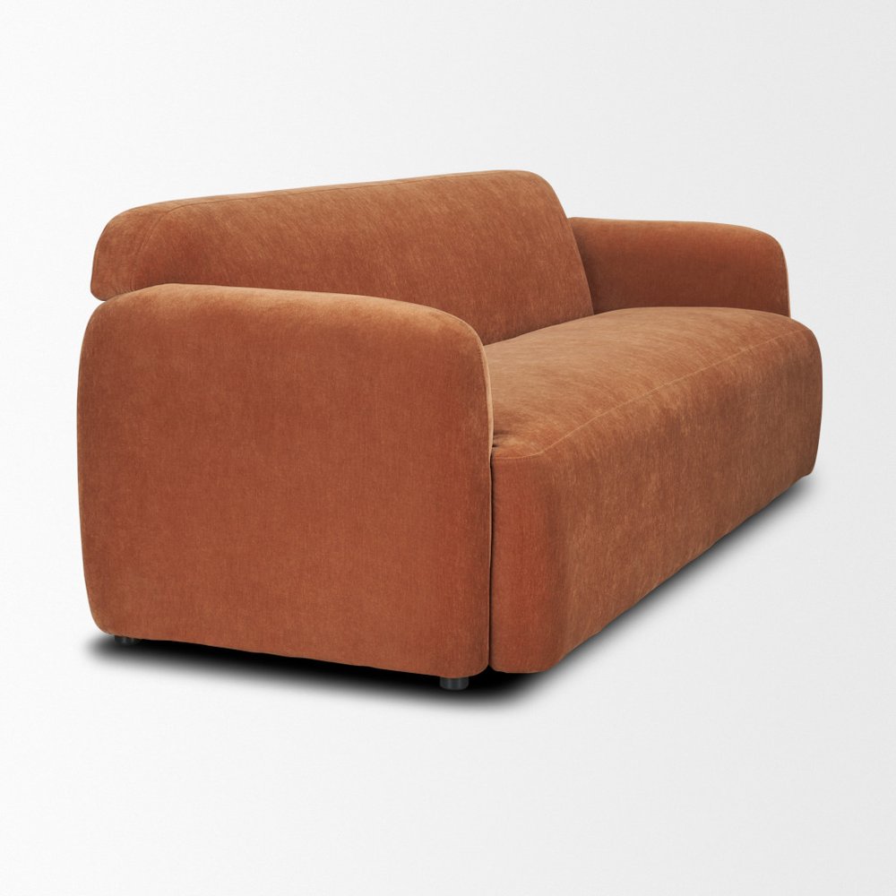 90" Orange Fabric Sofa