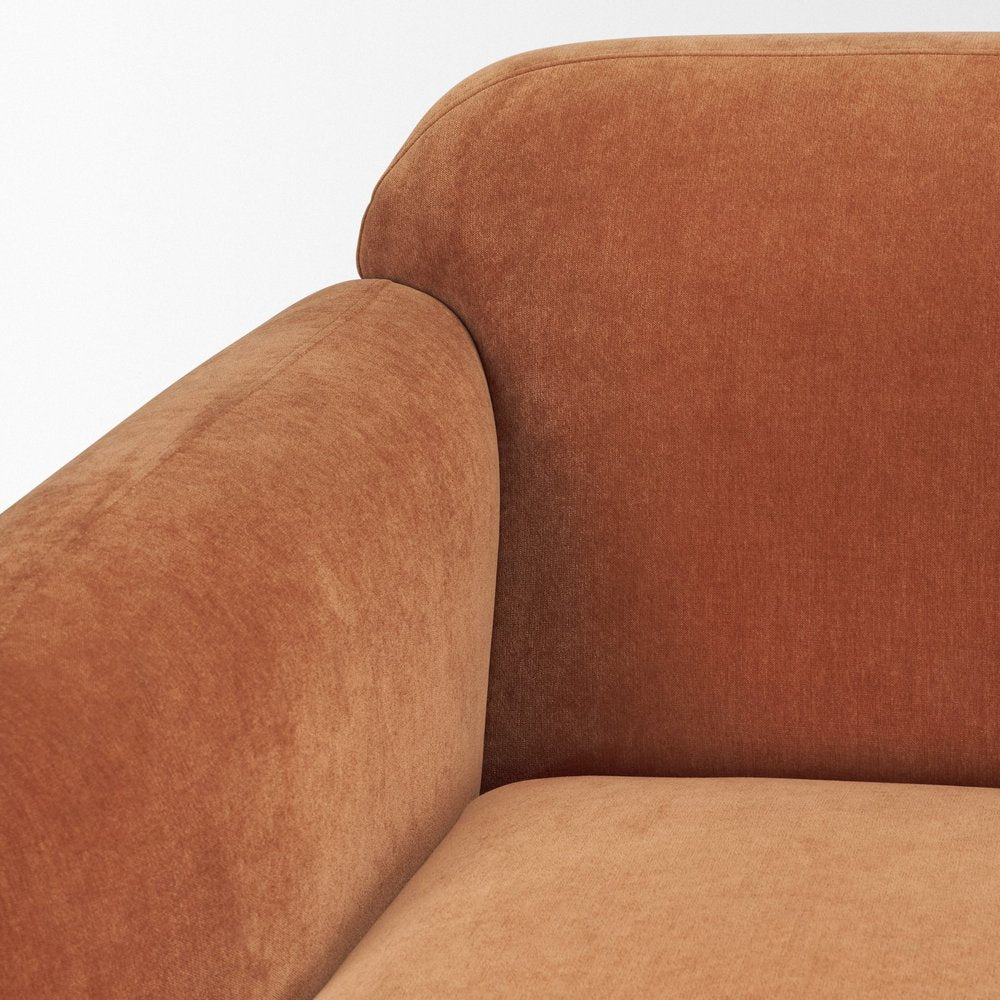 90" Orange Fabric Sofa