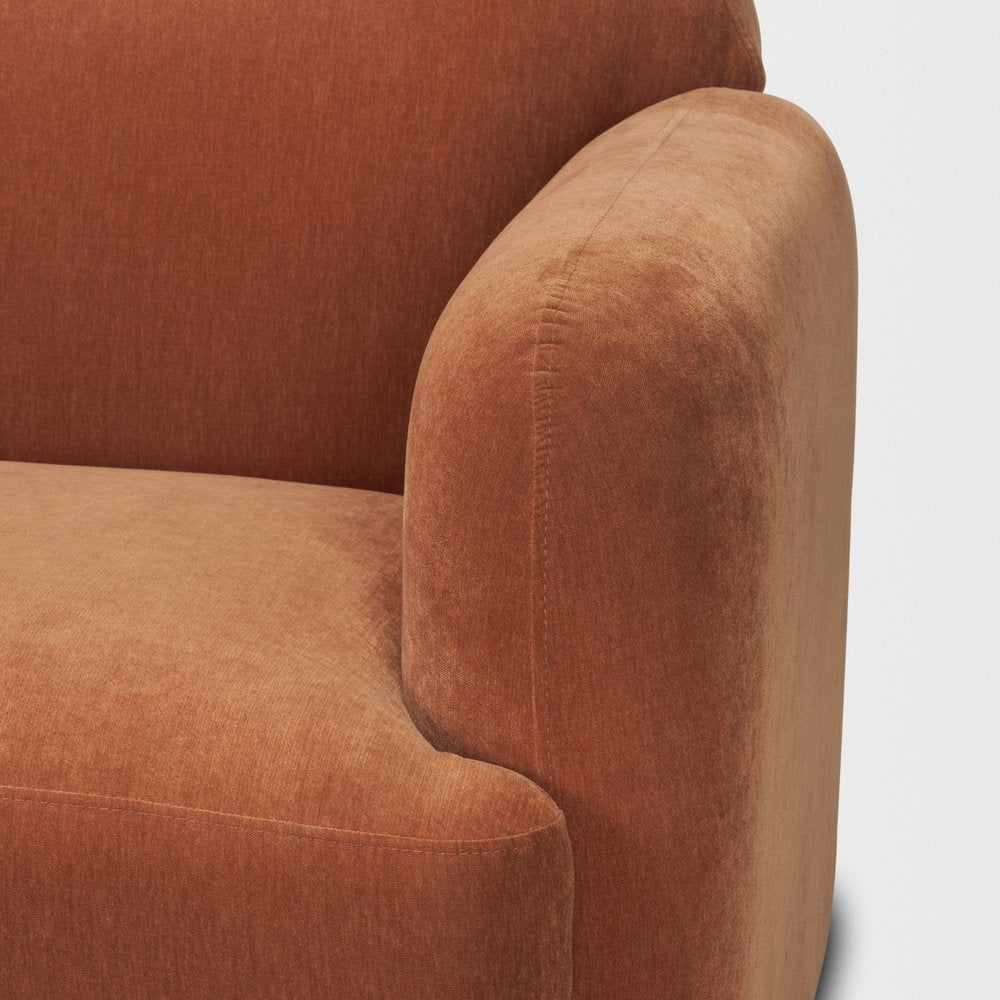 90" Orange Fabric Sofa