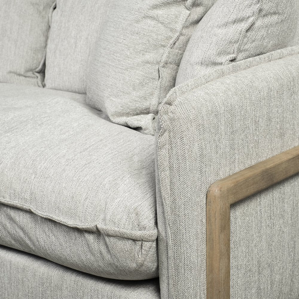 84" Gray Fabric Sofa With Toss Pillows