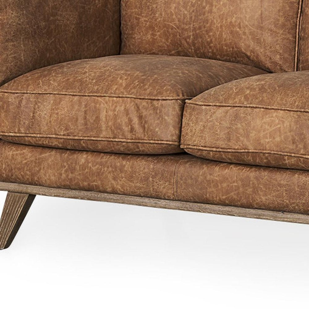 90" Brown Leather Sofa