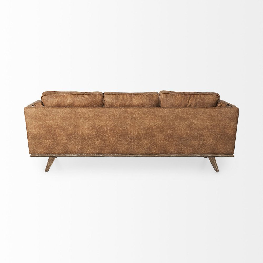 90" Brown Leather Sofa
