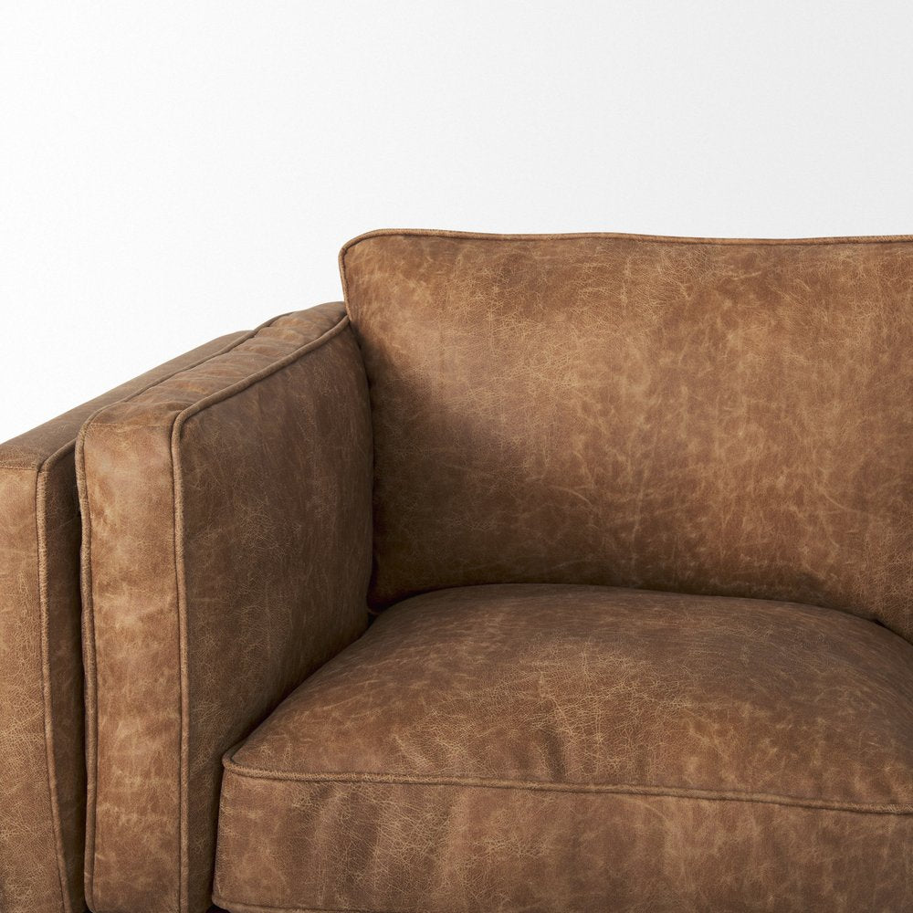 90" Brown Leather Sofa