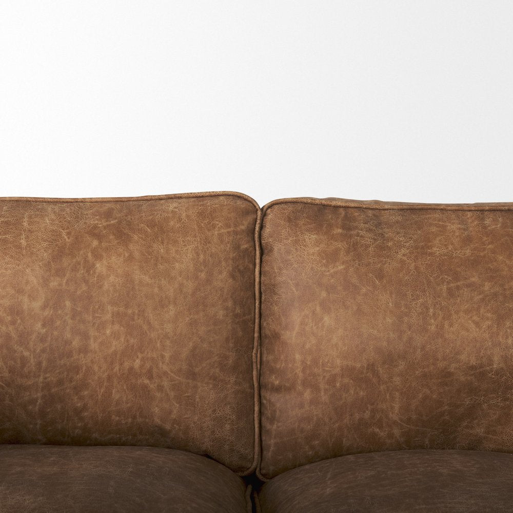 90" Brown Leather Sofa