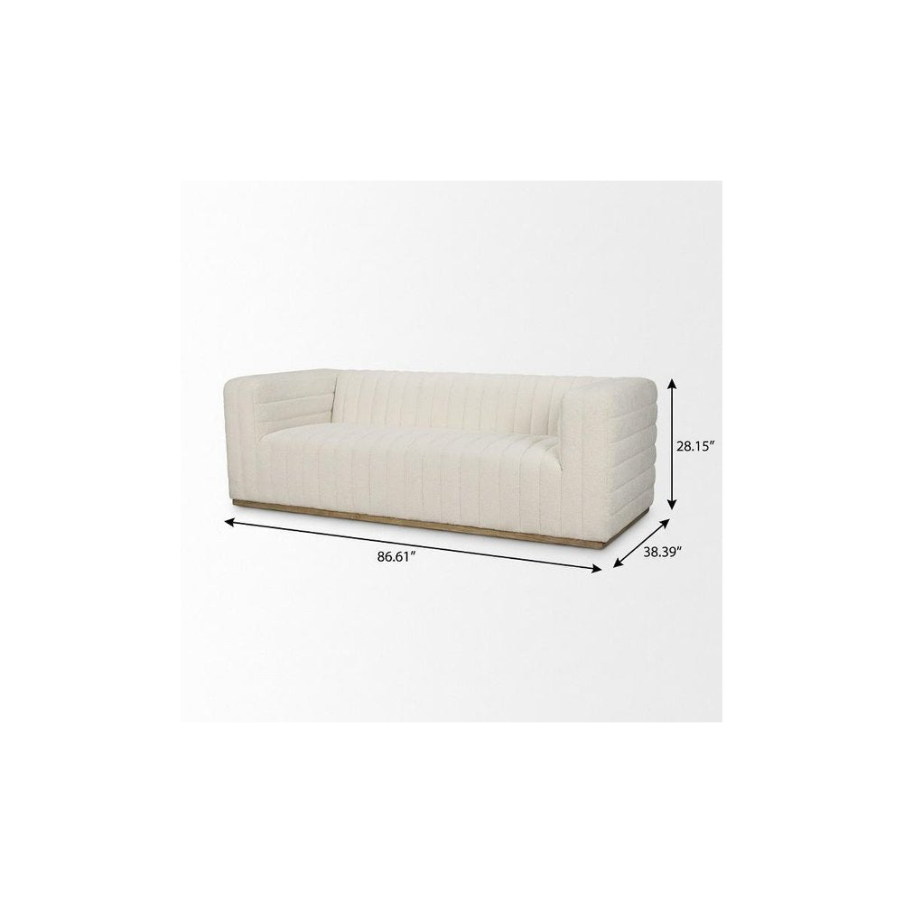 87" Cream Fabric Sofa