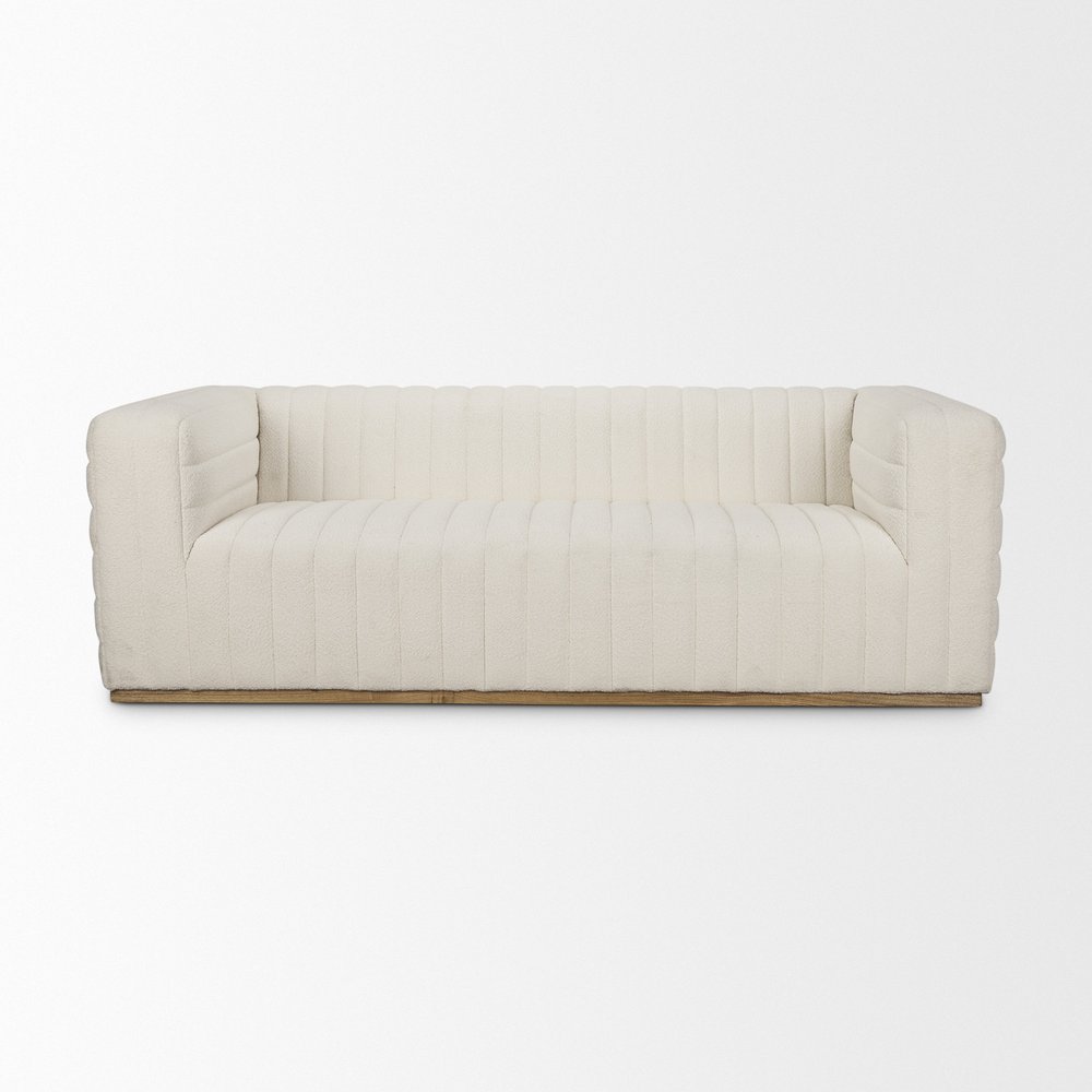 87" Cream Fabric Sofa