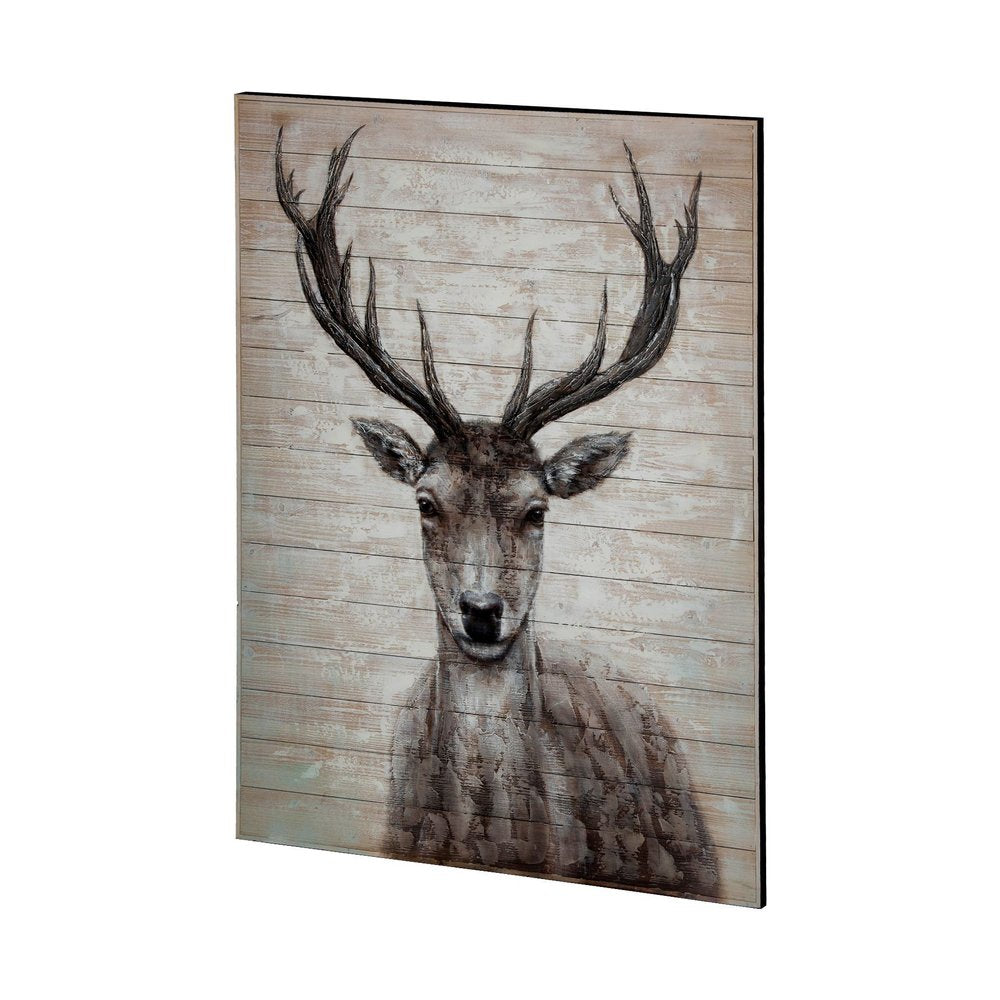 White Tail II 48x60 Deer Original Hand Painted on Wood Oil Painting Unframed Wall Art