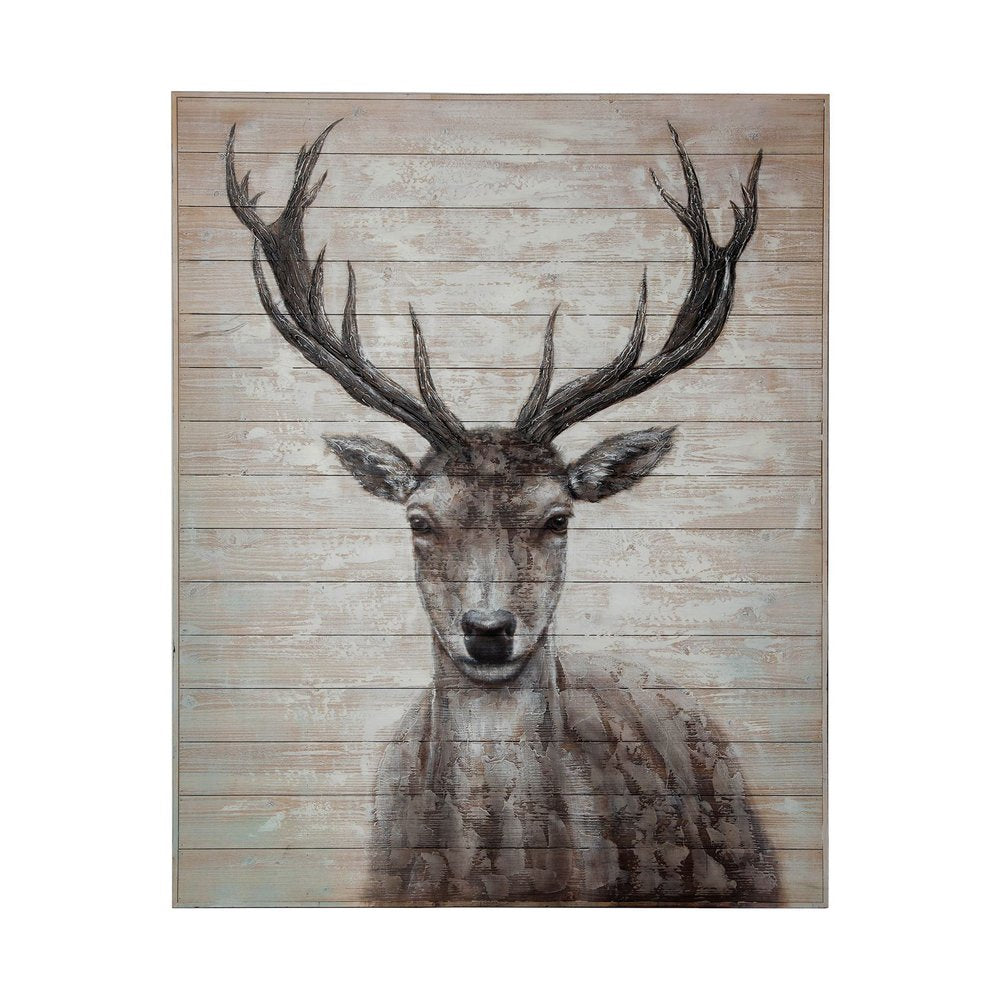 White Tail II 48x60 Deer Original Hand Painted on Wood Oil Painting Unframed Wall Art