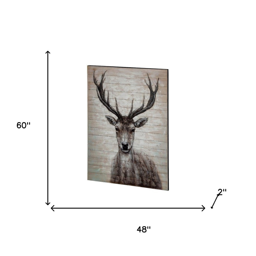 White Tail II 48x60 Deer Original Hand Painted on Wood Oil Painting Unframed Wall Art
