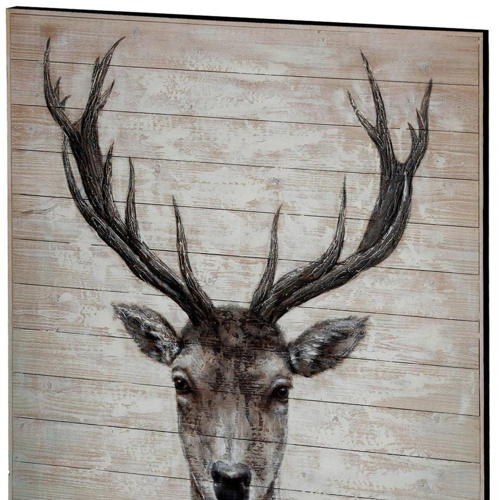 White Tail II 48x60 Deer Original Hand Painted on Wood Oil Painting Unframed Wall Art