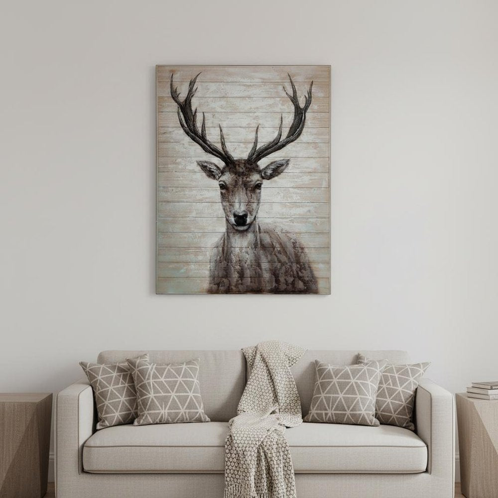 White Tail II 48x60 Deer Original Hand Painted on Wood Oil Painting Unframed Wall Art