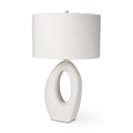 31" White Novelty Table Lamp With Drum Shade