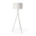 62" Beige Metal Tripod Floor Lamp With Beige Fabric Drum Shade