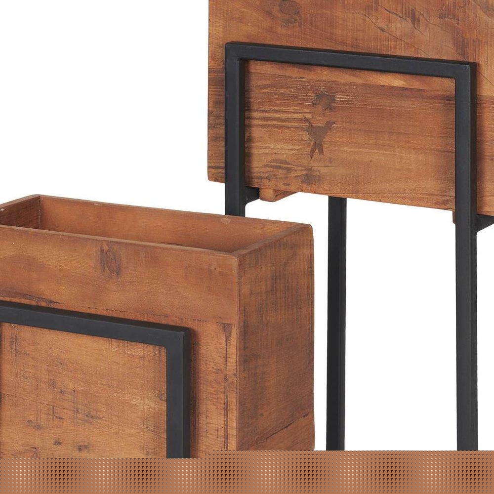 Set of Two Brown Metal 1 Ounce Rectangular Urn Planters