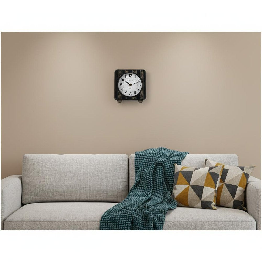 6" Black Metal Analog Round Wall Clock
