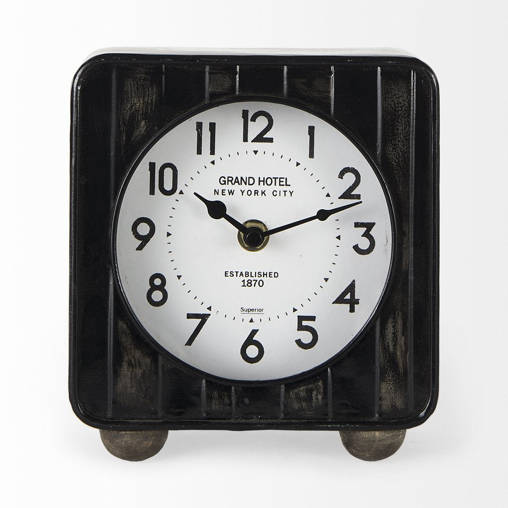 6" Black Metal Analog Round Wall Clock